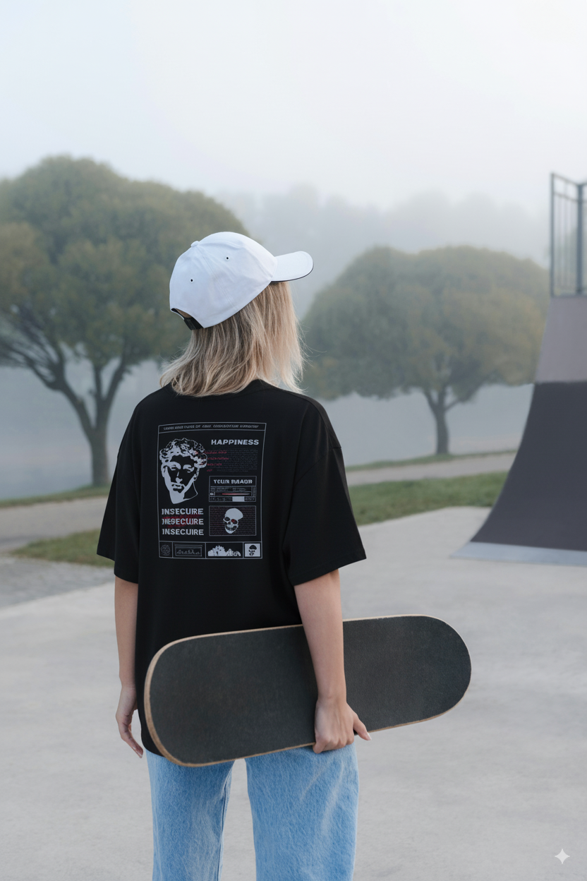 Oversized heavyweight t-shirt Happiness